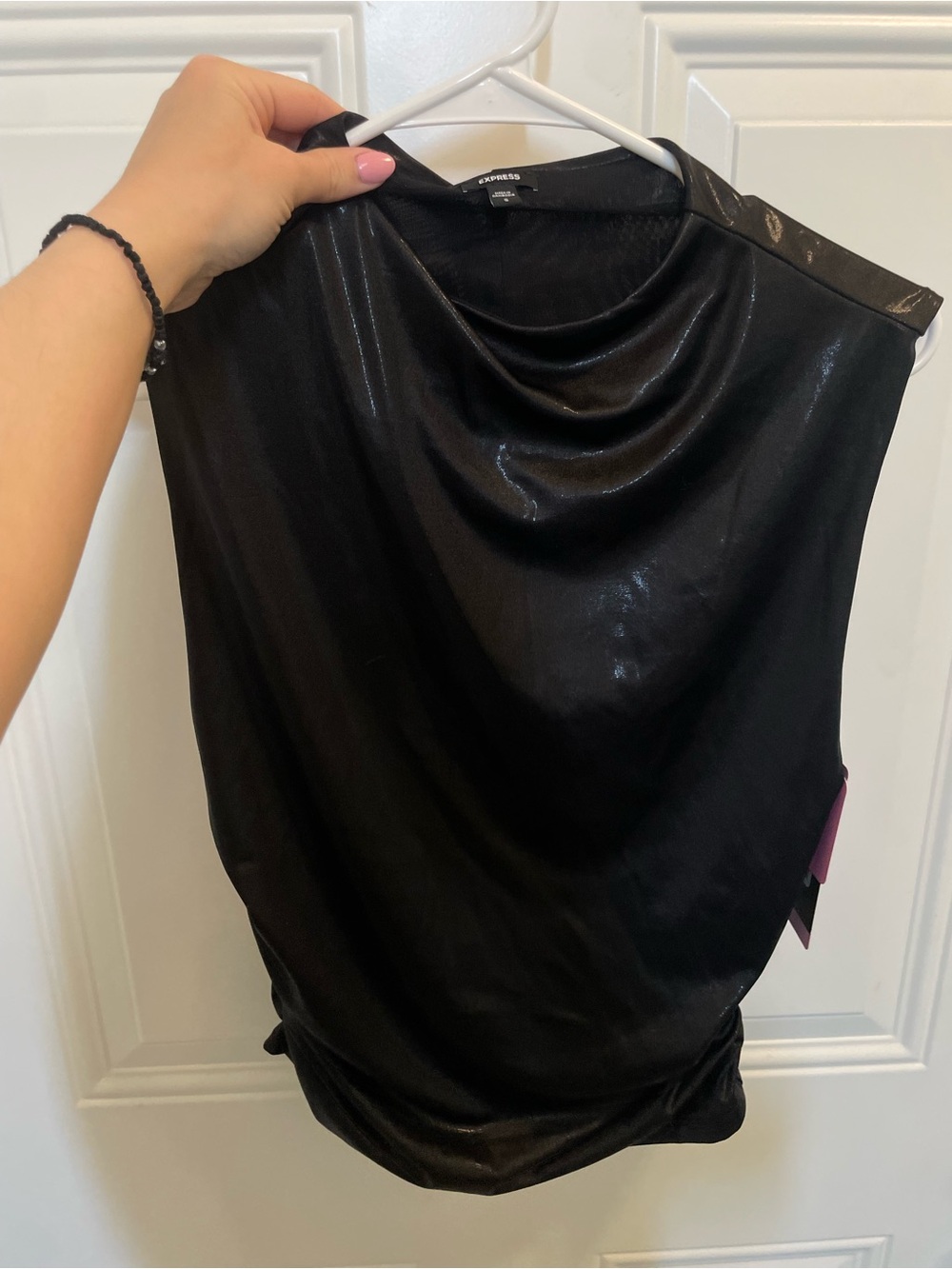 NWT - Express - Women’s Black Mock Neck Tank with Shine Size Small